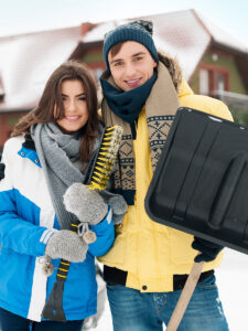 Adult Christmas Holiday Outdoor Activities Couple